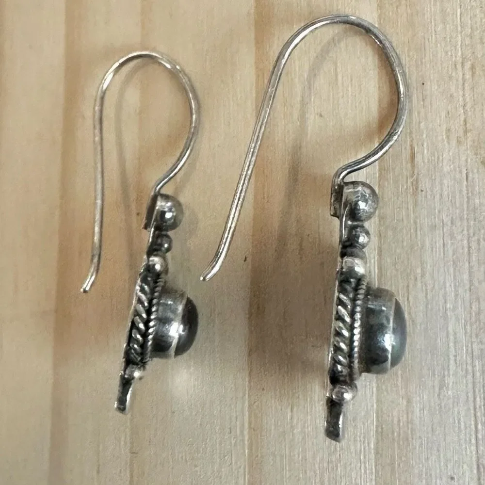 Sterling Silver Gray Hematite Artisan Earrings